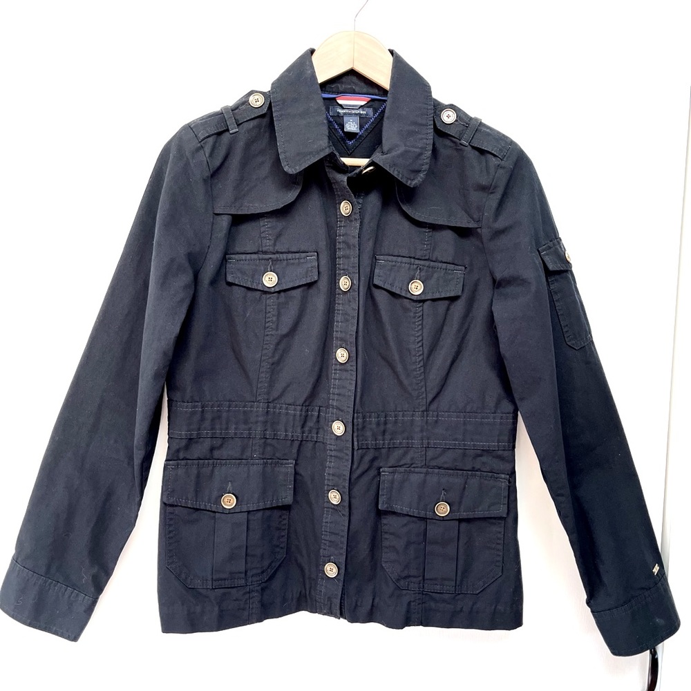 Tommy Hilfiger Black Denim Cargo Jacket, Women's M